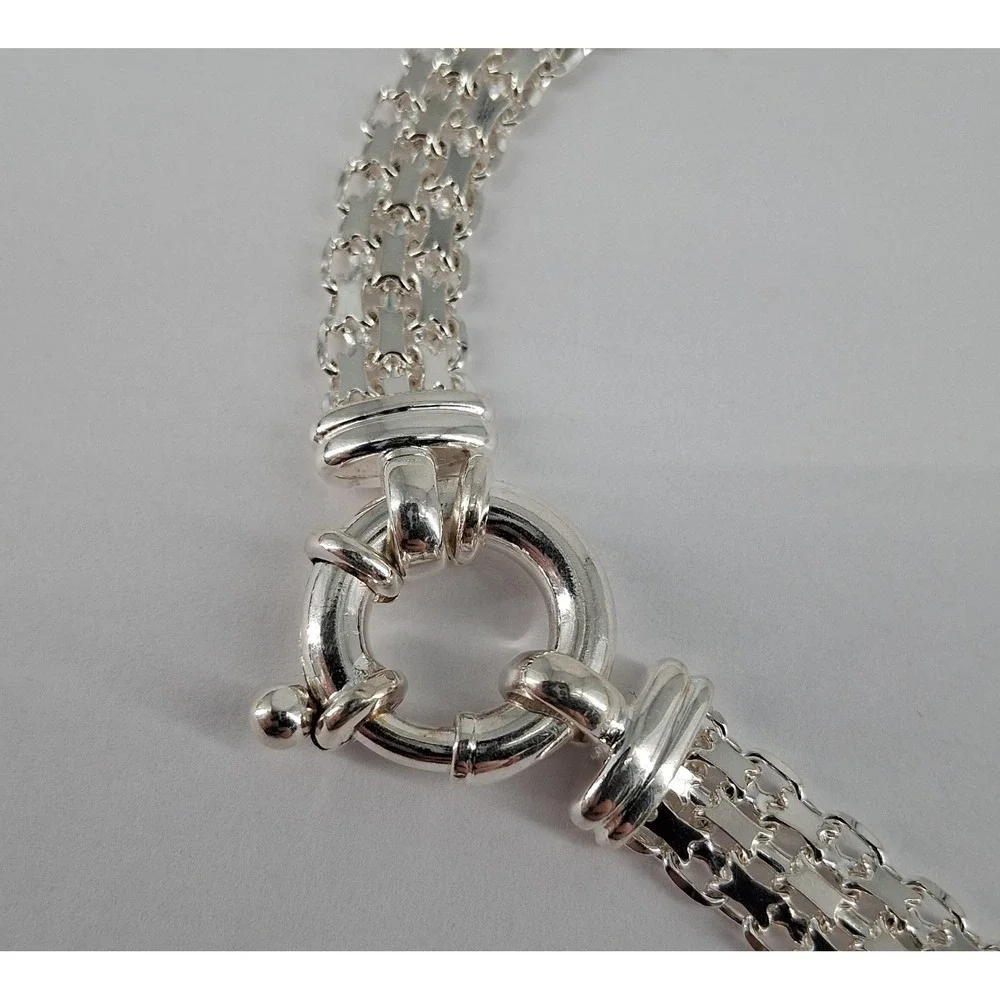 Vintage Sterling Silver 8mm Silver X Link Flat Chain 16